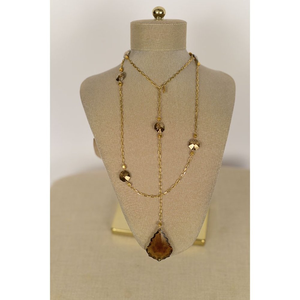 CITRINE BY THE STONE LONG NECKLACE SMOKEY QUARTZ S